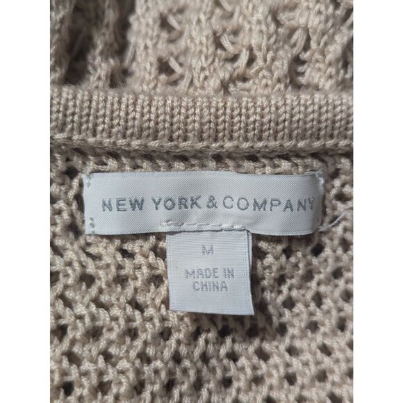 New York & Company Womens Open Knit Sweater Sz M Dolman Sleeve Boho Minimalist - Picture 8 of 10